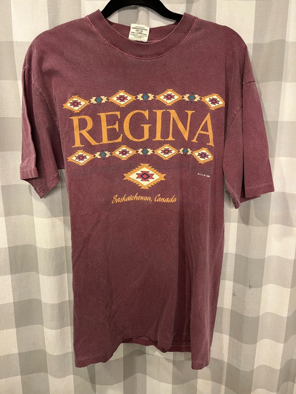 Vintage Regina Graphic Short Sleeve Tee - Burgundy youth xl